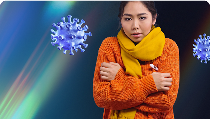 Женщина с признаками вирусной инфекции